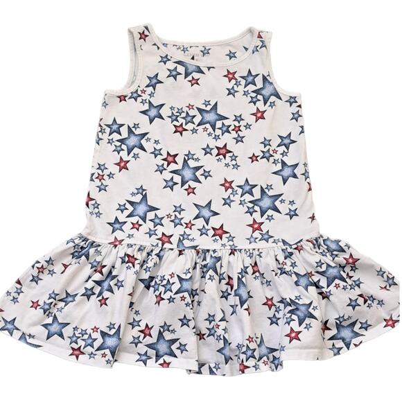 2 For $5 Sale Girl's Lands End Americana Stars Sleeveless Dress Size Small (4) - Picture 1 of 7